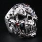 DIAMOND SKULL HEAVY STERLING SILVER MENS RING Sz 14