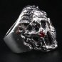 DIAMOND SKULL HEAVY STERLING SILVER MENS RING Sz 14