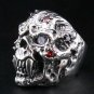 DIAMOND SKULL HEAVY STERLING SILVER MENS RING Sz 14
