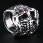 DIAMOND SKULL HEAVY STERLING SILVER MENS RING Sz 14