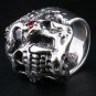 DIAMOND SKULL HEAVY STERLING SILVER MENS RING Sz 14