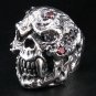 DIAMOND SKULL HEAVY STERLING SILVER MENS RING Sz 14