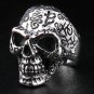 TATTOO SKULL BIG 925 STERLING SILVER BIKER RING Sz 9.5