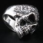 TATTOO SKULL BIG 925 STERLING SILVER BIKER RING Sz 9.5