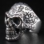 TATTOO SKULL BIG 925 STERLING SILVER BIKER RING Sz 9.5