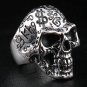TATTOO SKULL BIG 925 STERLING SILVER BIKER RING Sz 9.5