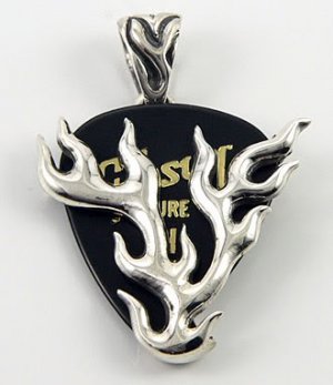 GOTHIC FLAME GUITAR PICK HOLDER STERLING SILVER PENDANT