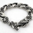 DRAGON TRIBAL STERLING SILVER CHAIN BRACELET 8.75"