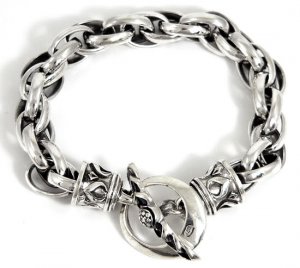 TRIBAL 925 STERLING SILVER CHAIN DESIGNER BRACELET 9"