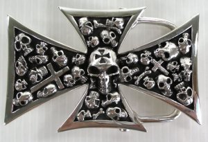 SKULL STACK SOLID 925 STERLING SILVER BELT BUCKLE NEW