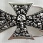 SKULL STACK SOLID 925 STERLING SILVER BELT BUCKLE NEW