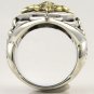 14K YELLOW GOLD BIG CROSS STERLING SILVER RING Sz 11