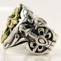 14K YELLOW GOLD BIG CROSS STERLING SILVER RING Sz 11