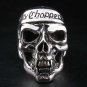 CHOPPER MOTORCYCLE SKULL HEAVY 925 STERLING SILVER MENS BIKER RING