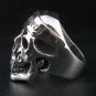 CHOPPER MOTORCYCLE SKULL HEAVY 925 STERLING SILVER MENS BIKER RING