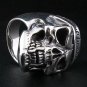 CHOPPER MOTORCYCLE SKULL HEAVY 925 STERLING SILVER MENS BIKER RING