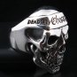 CHOPPER MOTORCYCLE SKULL HEAVY 925 STERLING SILVER MENS BIKER RING