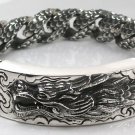 ENGRAVED DRAGON ID HEAVY STERLING .925 SILVER BRACELET