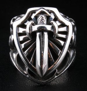KNIGHT SWORD 925 STERLING SILVER MENS RING Sz 8.5 NEW