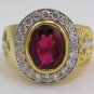 CHRISTIAN YELLOW GOLD STERLING SILVER BISHOP MENS RING