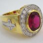 CHRISTIAN YELLOW GOLD STERLING SILVER BISHOP MENS RING