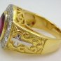 CHRISTIAN YELLOW GOLD STERLING SILVER BISHOP MENS RING
