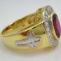 CHRISTIAN YELLOW GOLD STERLING SILVER BISHOP MENS RING