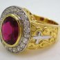 CHRISTIAN YELLOW GOLD STERLING SILVER BISHOP MENS RING