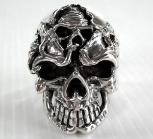 GOTHIC DEATH SKULL TATTOO 925 STERLING SILVER RING NEW