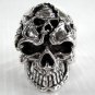 GOTHIC DEATH SKULL TATTOO 925 STERLING SILVER RING NEW