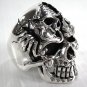 GOTHIC DEATH SKULL TATTOO 925 STERLING SILVER RING NEW