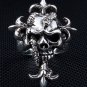 SNAKE HEAD SKULL .925 STERLING SILVER GOTHIC RING Sz 13