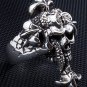 SNAKE HEAD SKULL .925 STERLING SILVER GOTHIC RING Sz 13