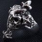 SNAKE HEAD SKULL .925 STERLING SILVER GOTHIC RING Sz 13