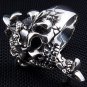 SNAKE HEAD SKULL .925 STERLING SILVER GOTHIC RING Sz 13