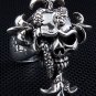 SNAKE HEAD SKULL .925 STERLING SILVER GOTHIC RING Sz 13