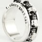 SKULL SOLID 925 STERLING SILVER MENS BAND RING Sz 7.5