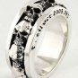 SKULL SOLID 925 STERLING SILVER MENS BAND RING Sz 7.5