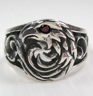 GARNET AMERICAN EAGLE STERLING SILVER MENS RING Sz 13