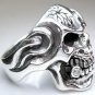 SKULL EMERALD STERLING SILVER MENS RING Sz 10.5 NEW