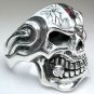 SKULL EMERALD STERLING SILVER MENS RING Sz 10.5 NEW