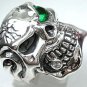 SKULL EMERALD STERLING SILVER MENS RING Sz 10.5 NEW