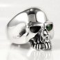 EMERALD SKULL 925 STERLING SILVER MENS RING Sz 8 NEW