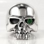 EMERALD SKULL 925 STERLING SILVER MENS RING Sz 8 NEW