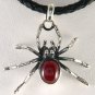 GOTHIC SPIDER GARNET 925 STERLING SILVER MENS PENDANT
