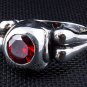 GARNET SKULL BONE 925 STERLING SILVER DESIGNER RING