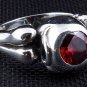 GARNET SKULL BONE 925 STERLING SILVER DESIGNER RING