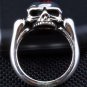 GARNET SKULL BONE 925 STERLING SILVER DESIGNER RING