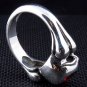 GARNET SKULL BONE 925 STERLING SILVER DESIGNER RING