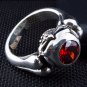 GARNET SKULL BONE 925 STERLING SILVER DESIGNER RING